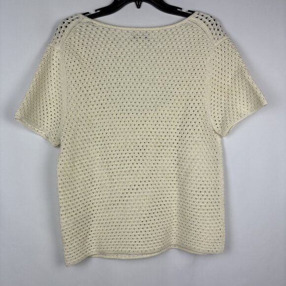 XL Vince Cotton Top Open Crochet Soft Breathable Scoop Neck Short Sleeve Italian - Picture 3 of 10